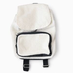 NWOT MADDEN GIRL Elegant Cream white Sherpa fleece sterling Backpack